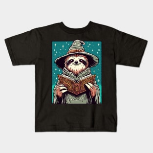 Retro Sloth Wizard Kids T-Shirt